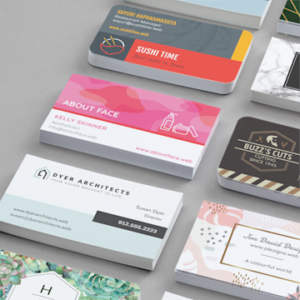 assorted printed business cards for web store